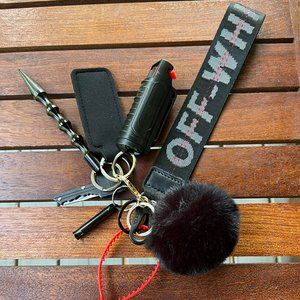 Women's Black Off-White Self Defense Keychain